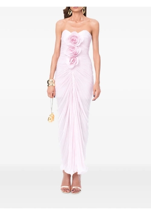 Ana Radu floral-appliqué ruched maxi dress - Pink