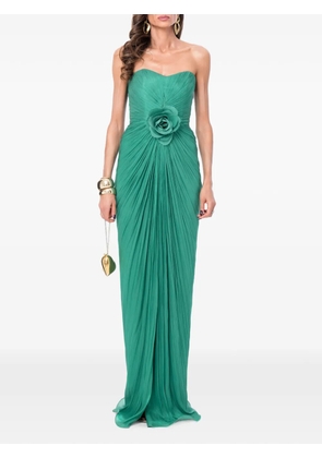 Ana Radu floral-detail pleated maxi dress - Green