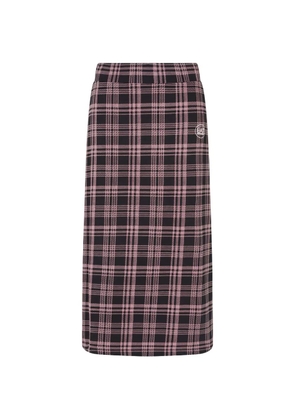 Ea7 Emporio Armani tartan-print midi skirt - Black