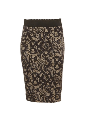 Dolce & Gabbana Pre-Owned lace-print pencil skirt - Black