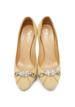 Giuseppe Zanotti Vintage crystal-embellished suede heeled pumps - Neutrals