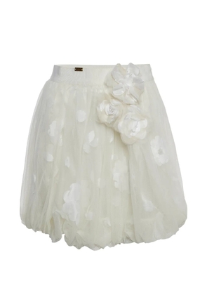 Elisabetta Franchi floral-appliqué balloon skirt - Neutrals