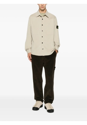 Stone Island corduroy-texture logo-patch shirt - Neutrals