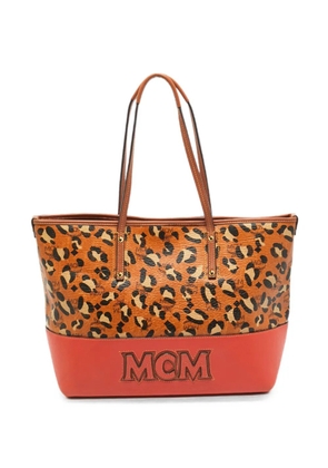 MCM Pre-Owned Heritage leopard-print tote bag - Orange