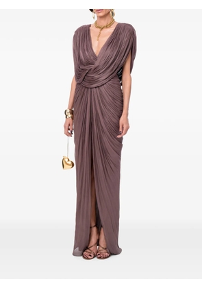 Ana Radu draped pleated maxi dress - Brown