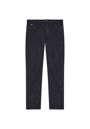 Emporio Armani J06 logo-plaque five-pocket jeans - Blue
