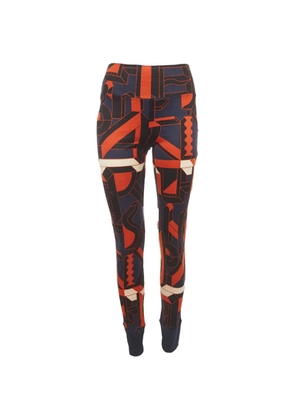 Hermès Pre-Owned typographic-print silk leggings - Blue