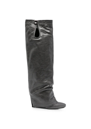 The Attico Leon folded-design knee-high boots - Grey
