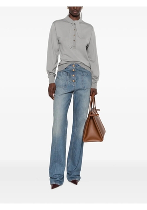 Valentino Garavani tie-neck button-up polo shirt - Grey
