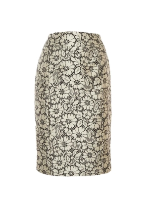 Burberry Pre-Owned brocade-lace pencil midi skirt - Neutrals