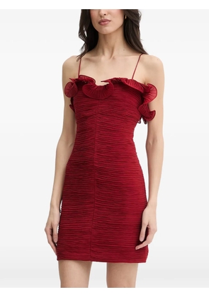 GUESS USA Kennith ruffled-trim ruched mini dress - Red