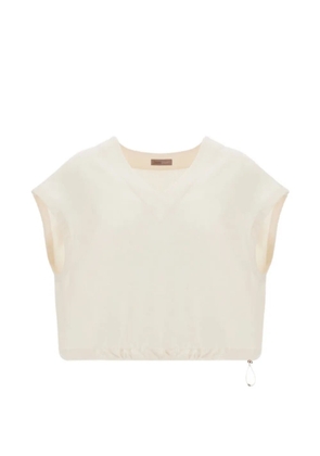 Herno drawstring V-neck top - Neutrals