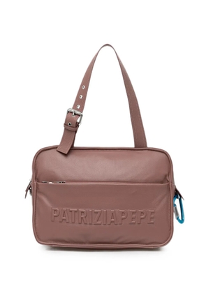 Patrizia Pepe (Im)perfection embossed-logo leather tote bag - Brown