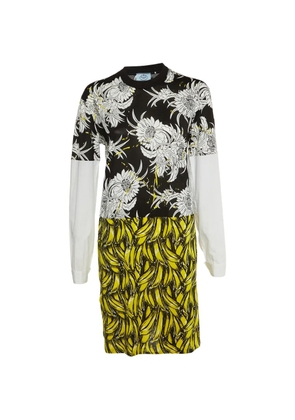 Prada Pre-Owned Banana-print floral-print mini dress - Yellow