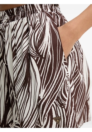 GUESS USA leaf-print mini shorts - Brown