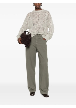 Brunello Cucinelli sequin-embellished open-knit sweater - Grey