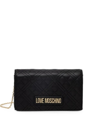 Love Moschino logo-lettering quilted crossbody bag - Black