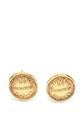 CHANEL Pre-Owned 1986-1988 circle logo earrings - Gold