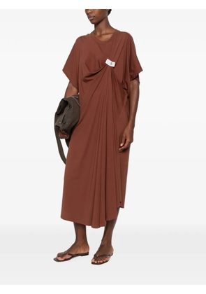 MM6 Maison Margiela logo-patch midi dress - Brown