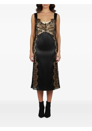 Dolce & Gabbana Pre-Owned lace-panel satin midi dress - Black
