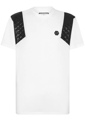 Philipp Plein quilted-panel detail T-shirt - White