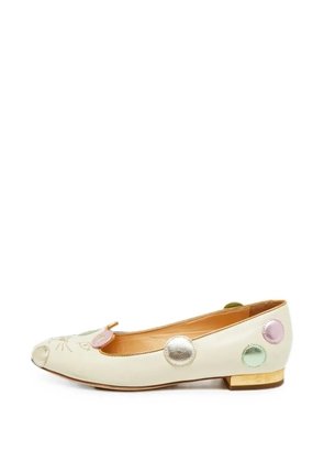 Charlotte Olympia Kitty leather ballet flats - Neutrals