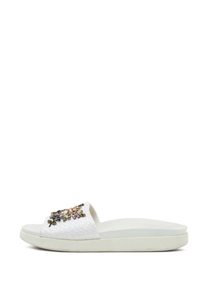 Le Silla crystal-embellished woven sandals - White