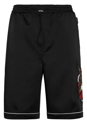 Philipp Plein tattoo-print satin shorts - Black