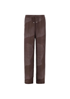 Herno floral-print silk trousers - Brown