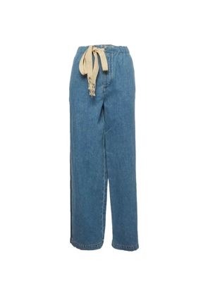 Loewe Pre-Owned tied-waist wide-leg jeans - Blue