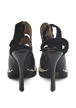 Fendi Pre-Owned floral-appliqué ankle-straps sandals - Black