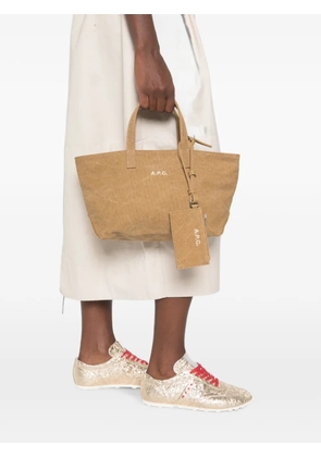 A.P.C. small Le Drummer logo-embroidered canvas tote bag - Neutrals