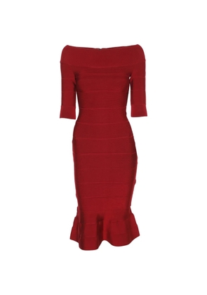 Hervé Léger Pre-Owned off-shoulder midi dress - Red