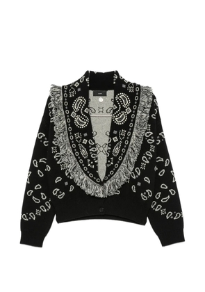 Alanui paisley-jacquard fringed cardigan - Black