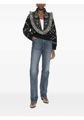 Alanui paisley-jacquard fringed cardigan - Black
