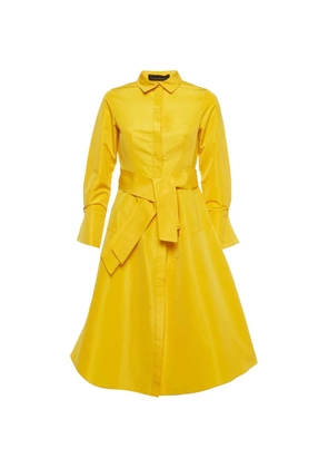 Carolina Herrera Vintage long-sleeve belted midi shirt dress - Yellow
