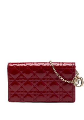 Christian Dior Pre-Owned 2019 Patent Cannage Lady Dior Chain Convertible Clutch crossbody bag - Red