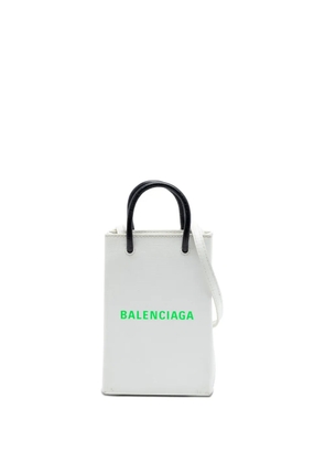 Balenciaga Pre-Owned 2020 Mini Calfskin Logo Shopping Phone Holder satchel - White