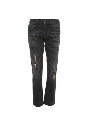 Gucci Pre-Owned embellished straight-fit jeans - Black