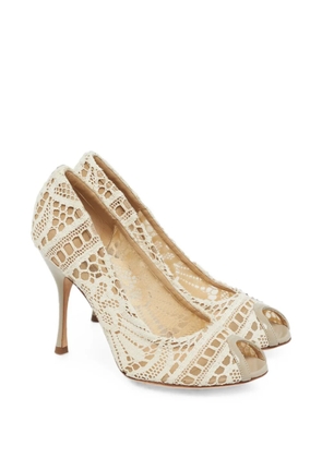 Dolce & Gabbana Pre-Owned lace peep-toe pumps - White
