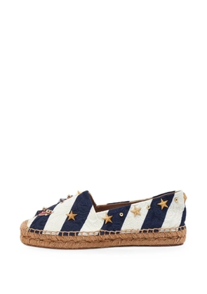 Dolce & Gabbana Pre-Owned striped star-studded espadrilles - Blue