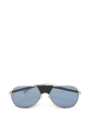 Ferragamo Pre-Owned leather-trimmed pilot-frame sunglasses - Silver