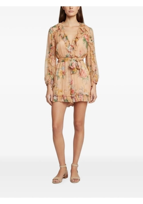 ZIMMERMANN floral-print ruffled playsuit - Orange