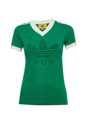 Gucci Pre-Owned logo-print V-neck T-shirt - Green