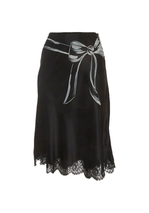 Moschino Pre-Owned bow-print lace-trim skirt - Black