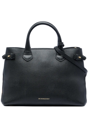 Burberry Pre-Owned 2000-2017 Medium Leather and House Check Banner satchel - Black