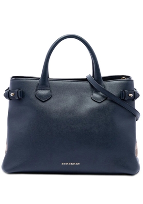 Burberry Pre-Owned 2000-2017 Medium Leather and House Check Banner satchel - Blue