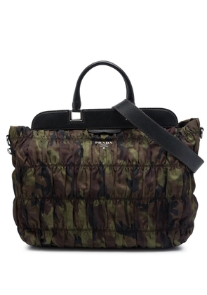 Prada Pre-Owned 2013-2026 Tessuto Gaufre Camouflage Frame satchel - Brown