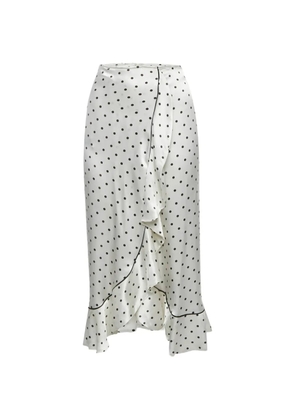 GANNI polka-dot ruffled midi skirt - White