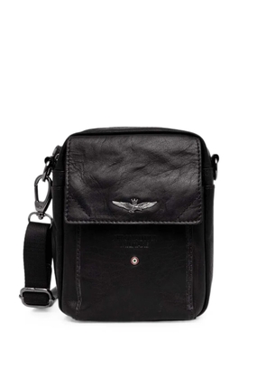 Aeronautica Militare logo-plaque leather belt bag - Black